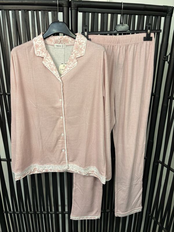 Pijama camisero rosa