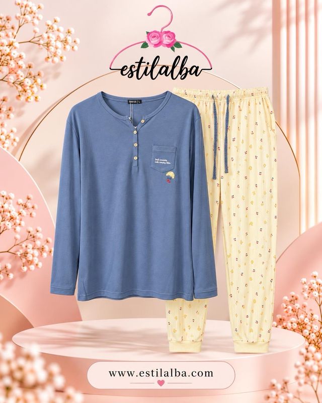 Pijama croissant azul