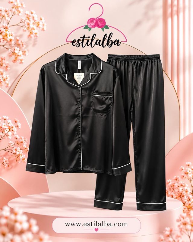 Pijama raso negro