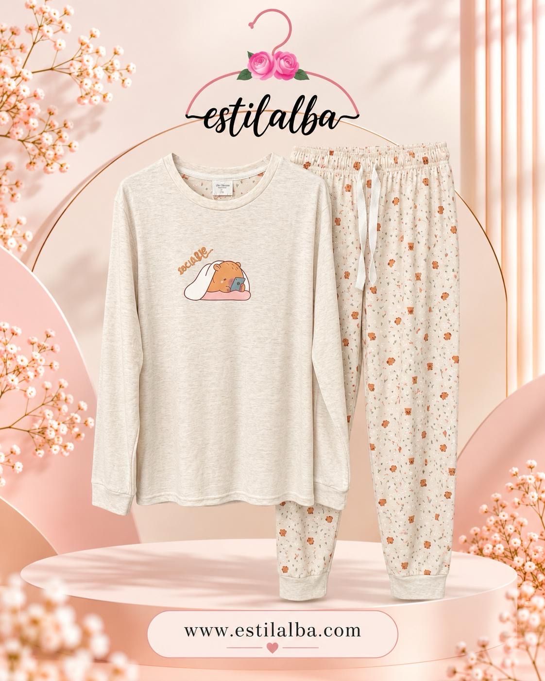 Pijama capibara beige