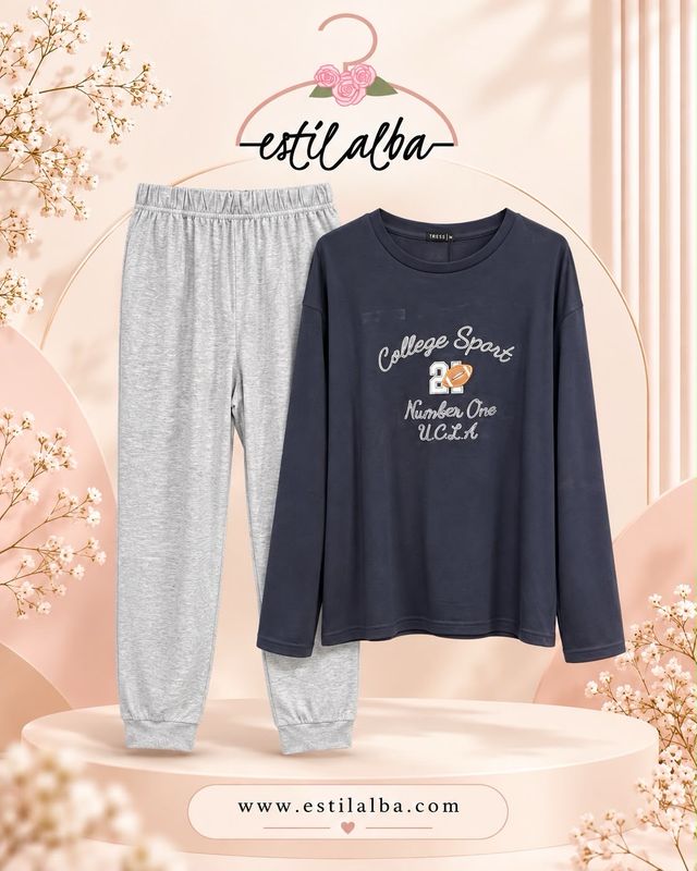 Pijama collage azul marino