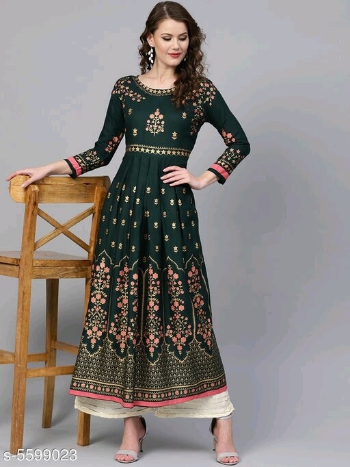 Women&#39;s Floral Printed Reyon Kurti