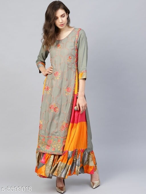 Women&#39;s Embroidered Reyon Kurti