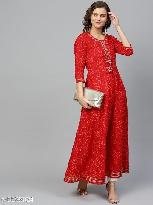 Women&#39;s Bandhani Printed Cotton Kurti