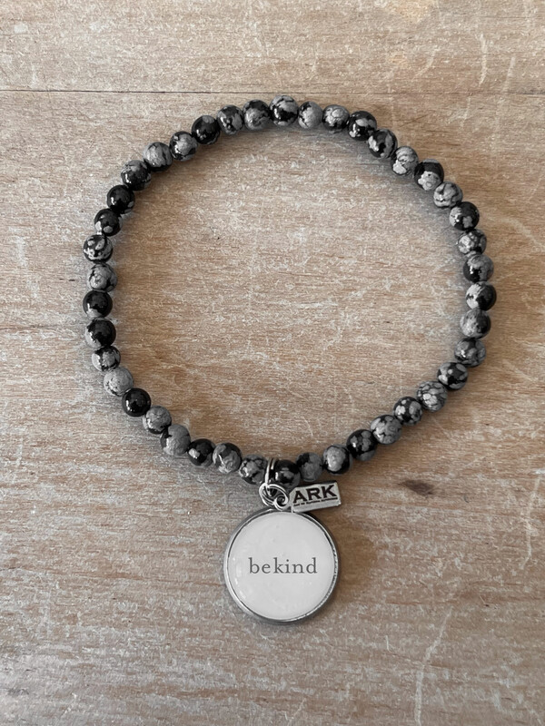 ARK Mini Stone Stretch Bracelet Charcoal (Be Kind)