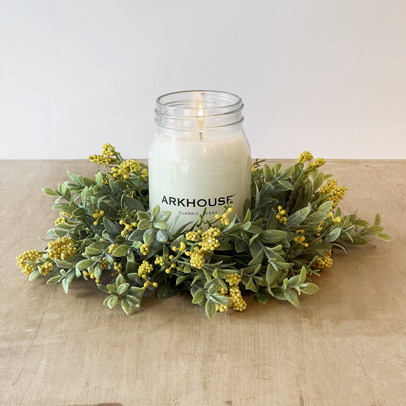 Small Yellow Blooms Candle Wreath 