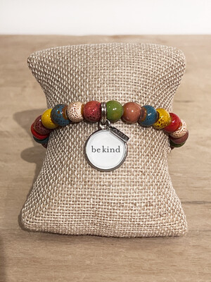 ARK Multi-Color Clay Bead Stretch Bracelet (Be Kind)