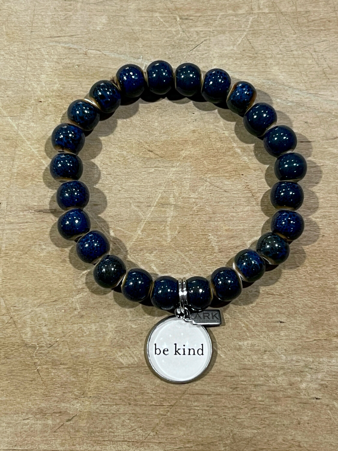 Ark Blue Clay Bead Stretch (Be Kind)