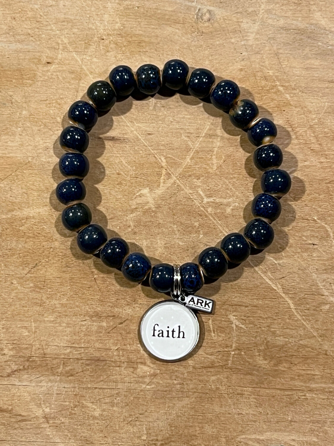 Ark Blue Clay Bead Stretch (Faith)
