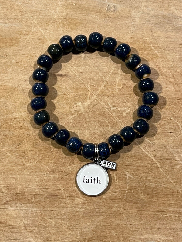 Ark Blue Clay Bead Stretch (Faith)