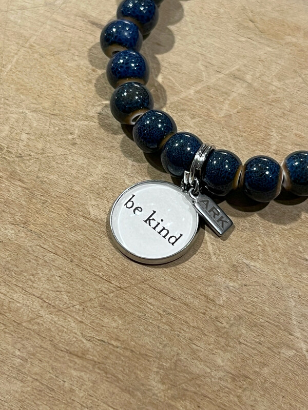 Ark Blue Clay Bead Stretch (Be Kind)