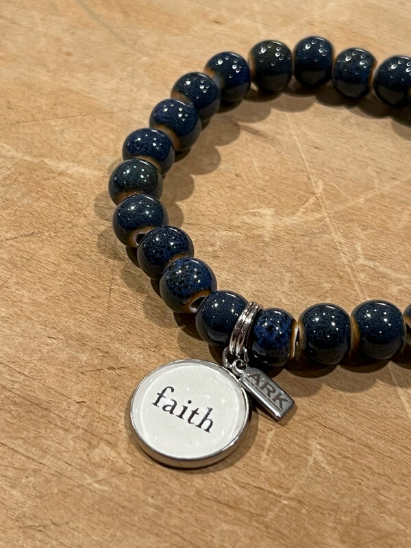 Ark Blue Clay Bead Stretch (Faith)