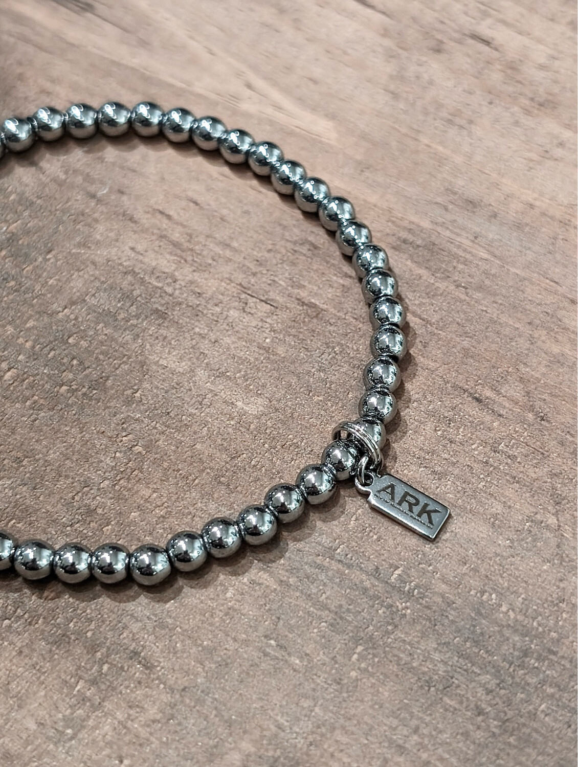 ARK Silver Small Bead Stretch Bracelet