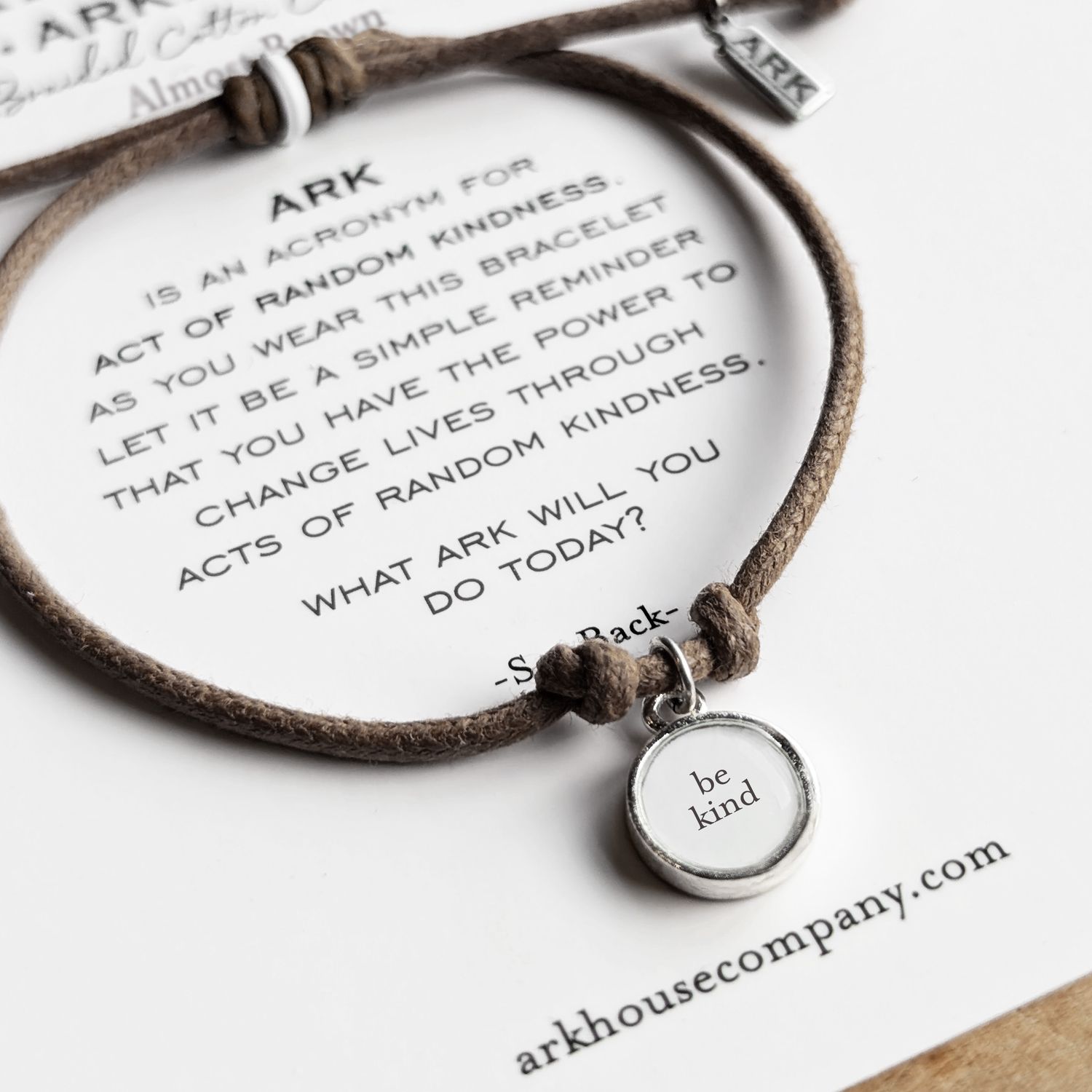 Ark Bracelet - Braided Cotton - Almost Brown -Be Kind