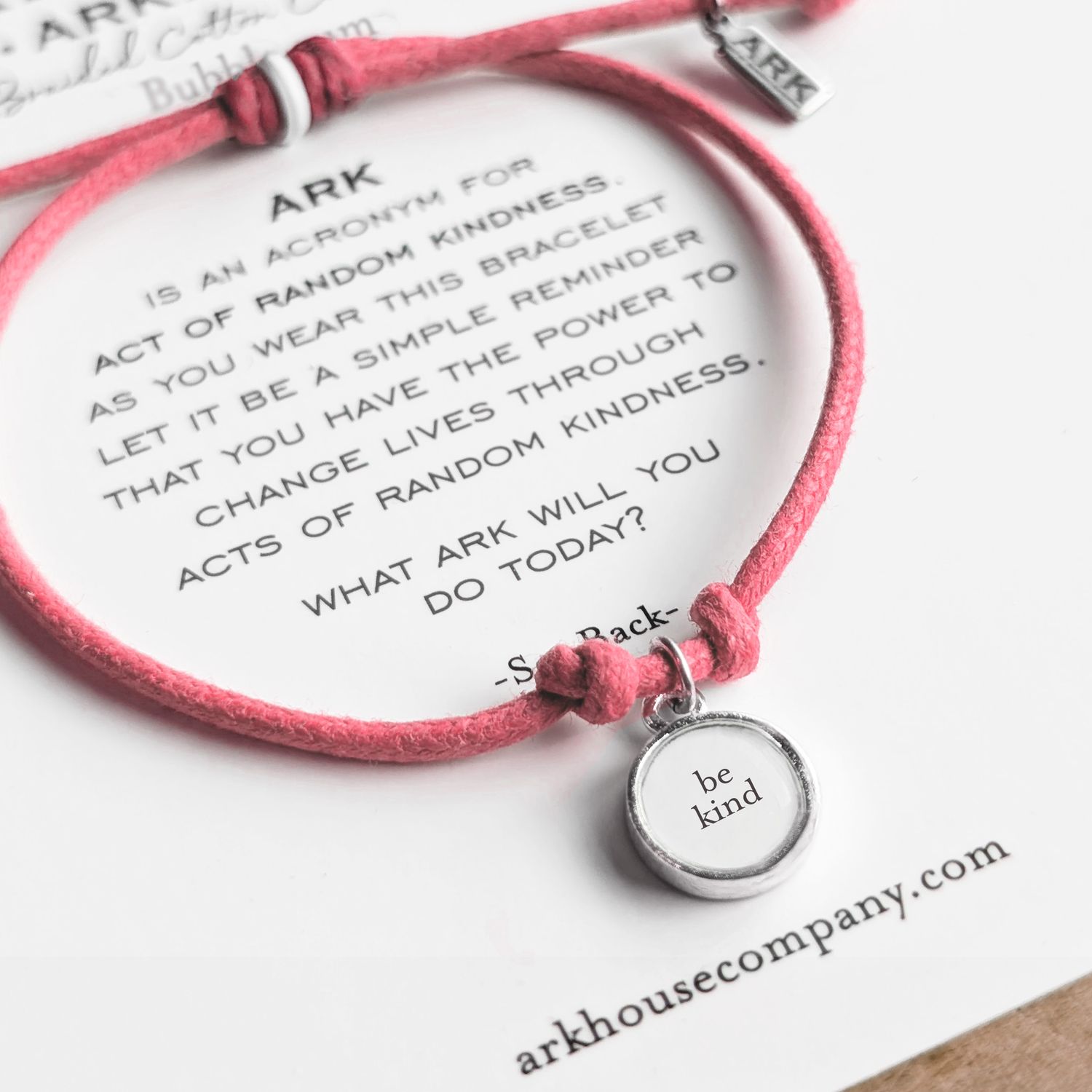 Ark Bracelet - Braided Cotton -Bubble Gum - Be Kind