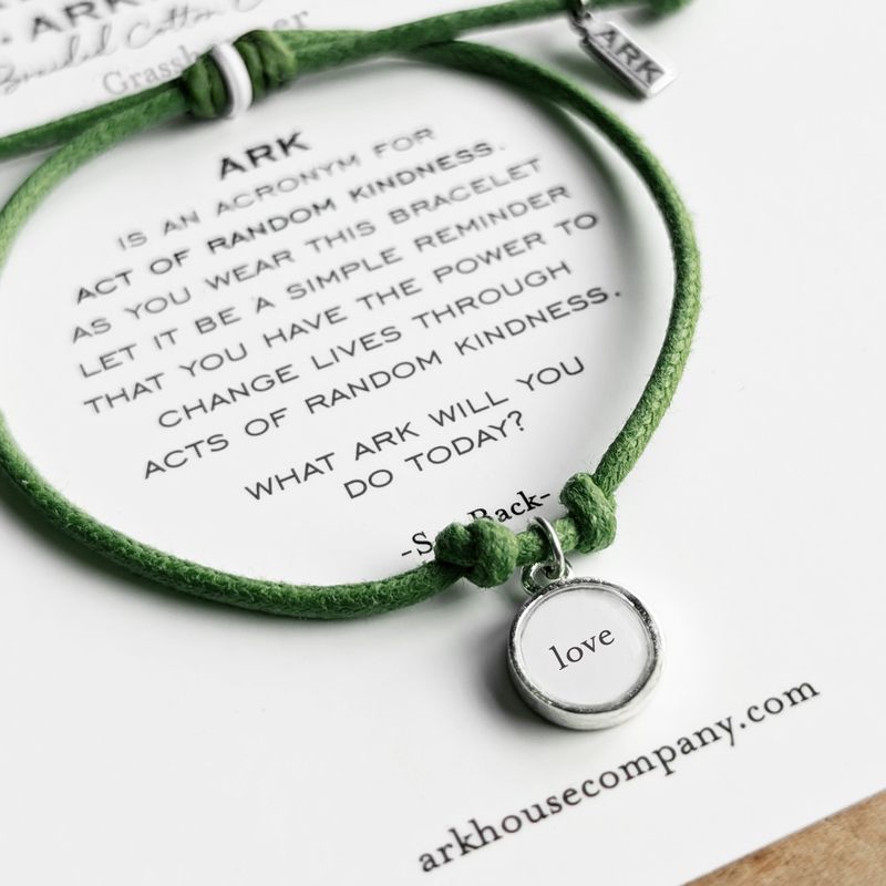 Ark Bracelet - Braided Cotton -  Grasshopper - Love