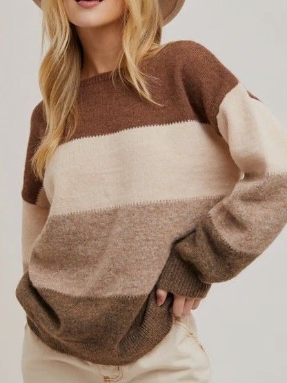 ColorBlock Knit Mocha Sweater