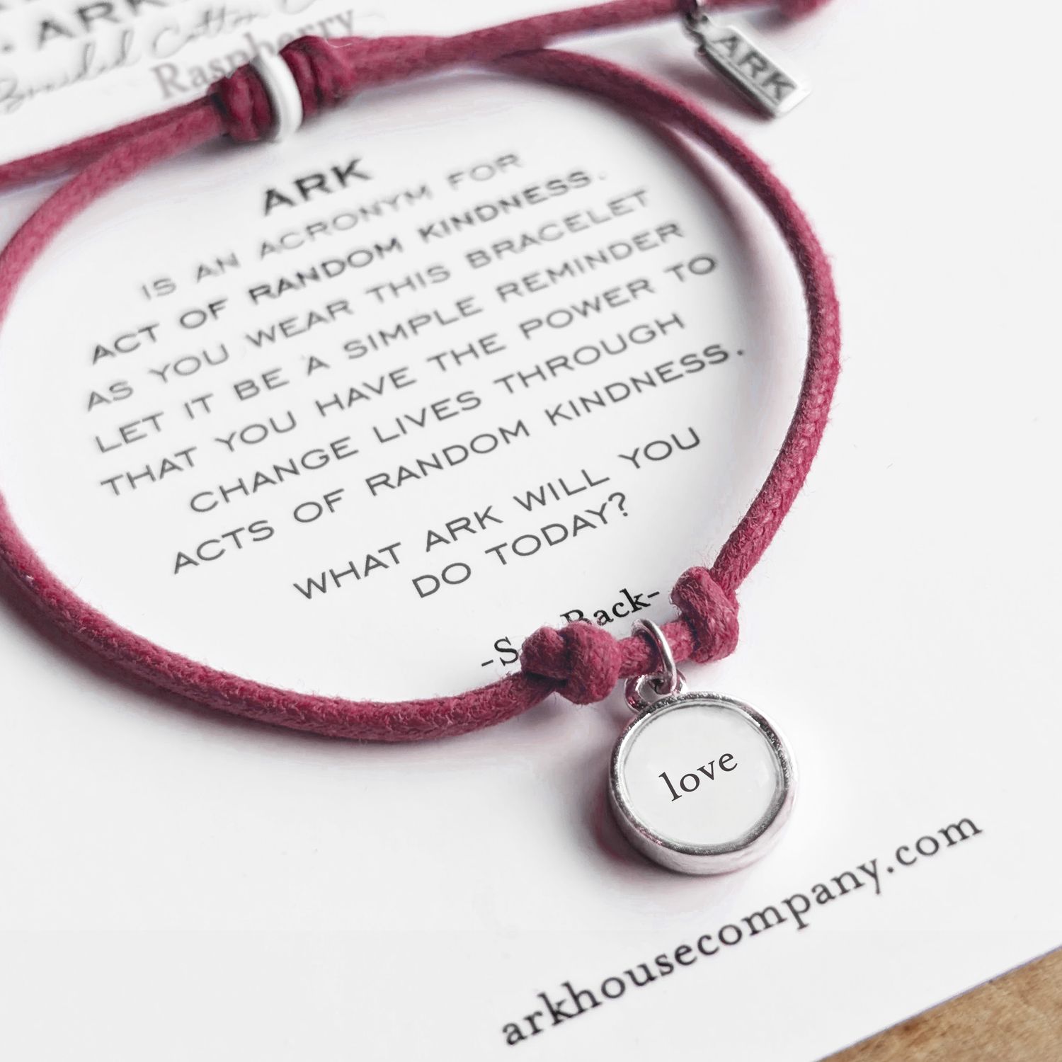 Ark Bracelet - Braided Cotton -Raspberry - Love