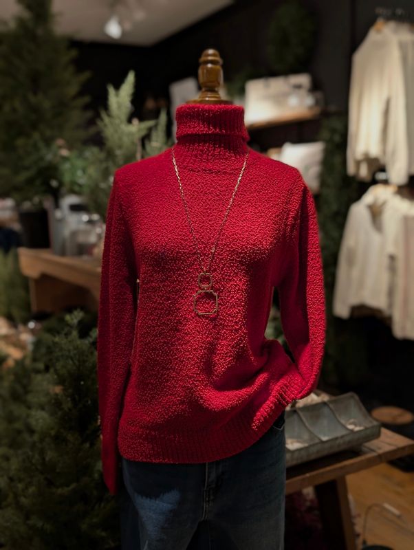 Turtleneck Sweater - Holiday Red