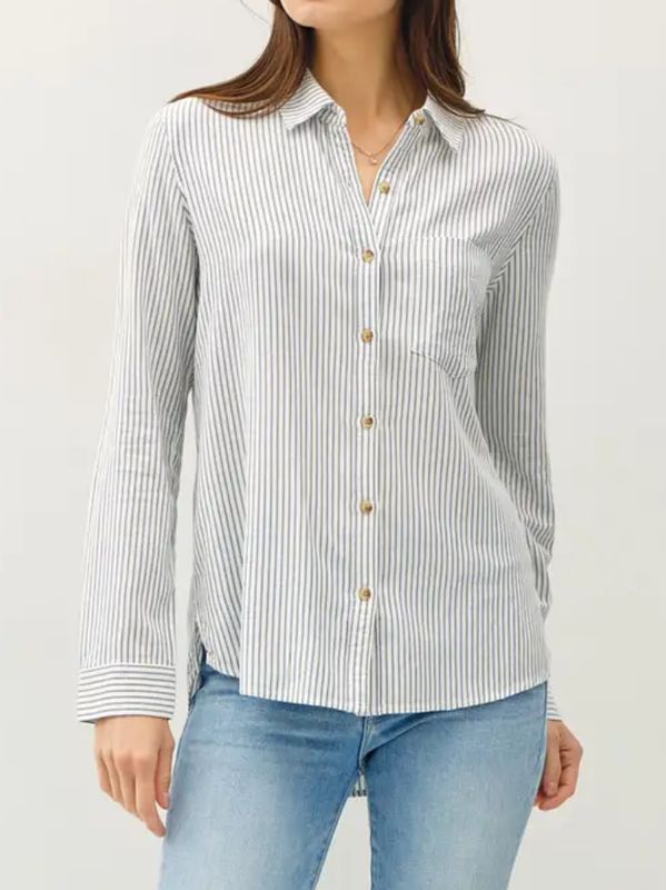 Pinstripe Denim Long Sleeve