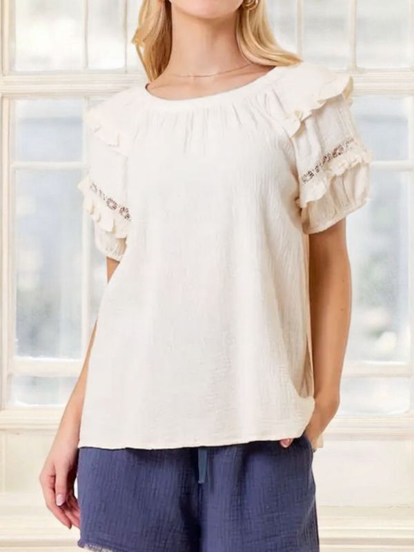 Cream Lace Short Sleeve