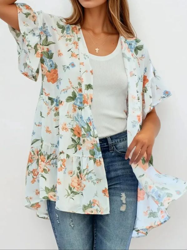 Tiered Floral Kimono