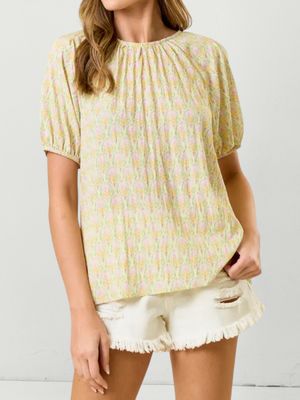 Folk Floral Tie Back Neck - Lemon