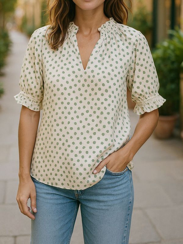 Dot Print Short Sleeve - Green