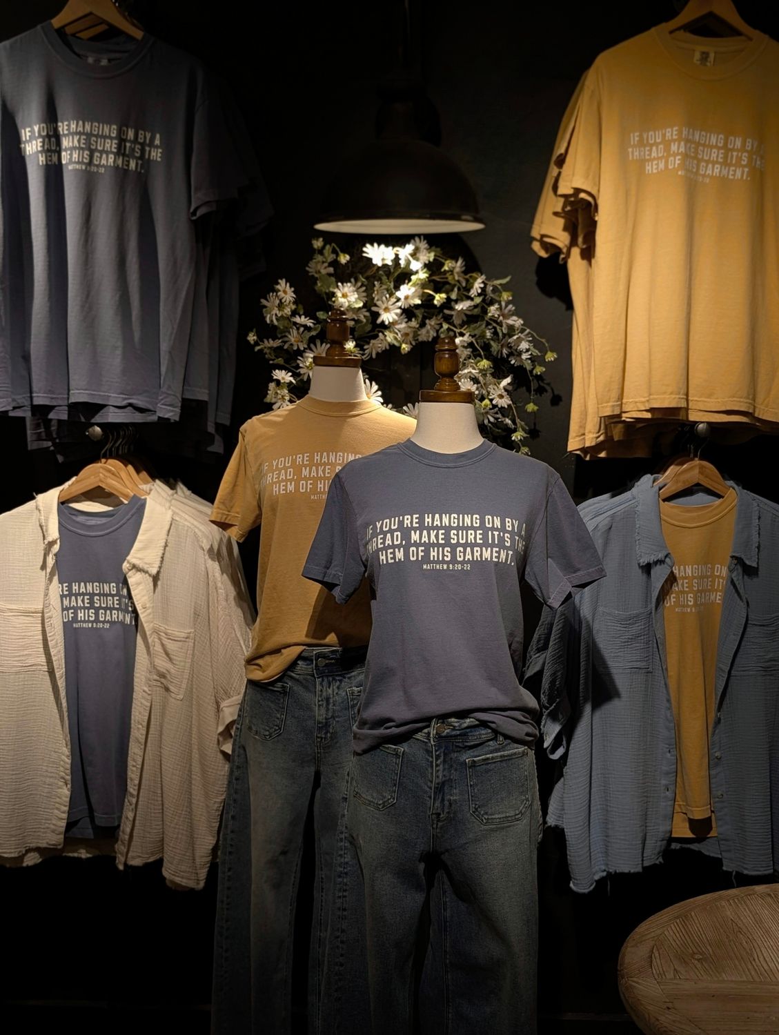 Matthew 9 20:22 T Shirt - Blue Jean