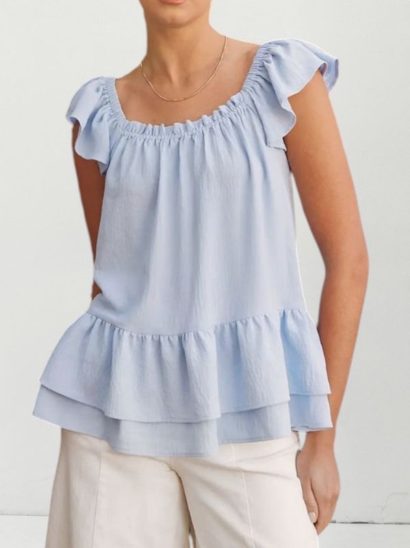 Peplum Top - Light Blue