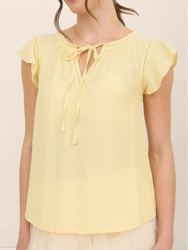 Light Yellow Ruffle Sleeve Top