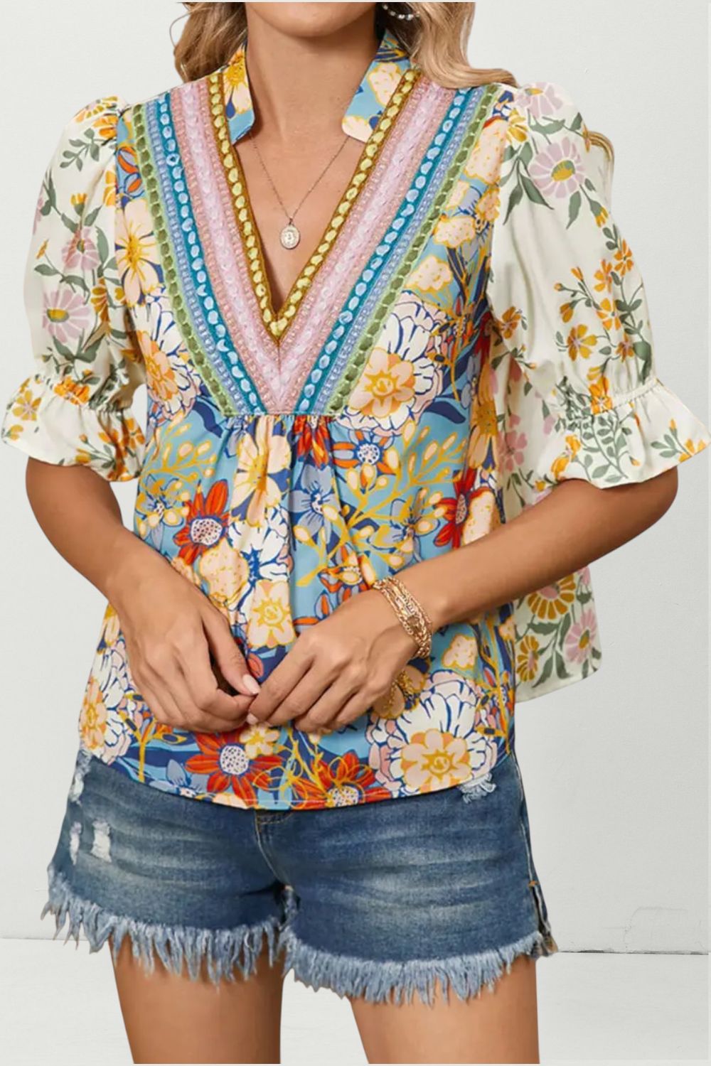 Boho Floral V Neck