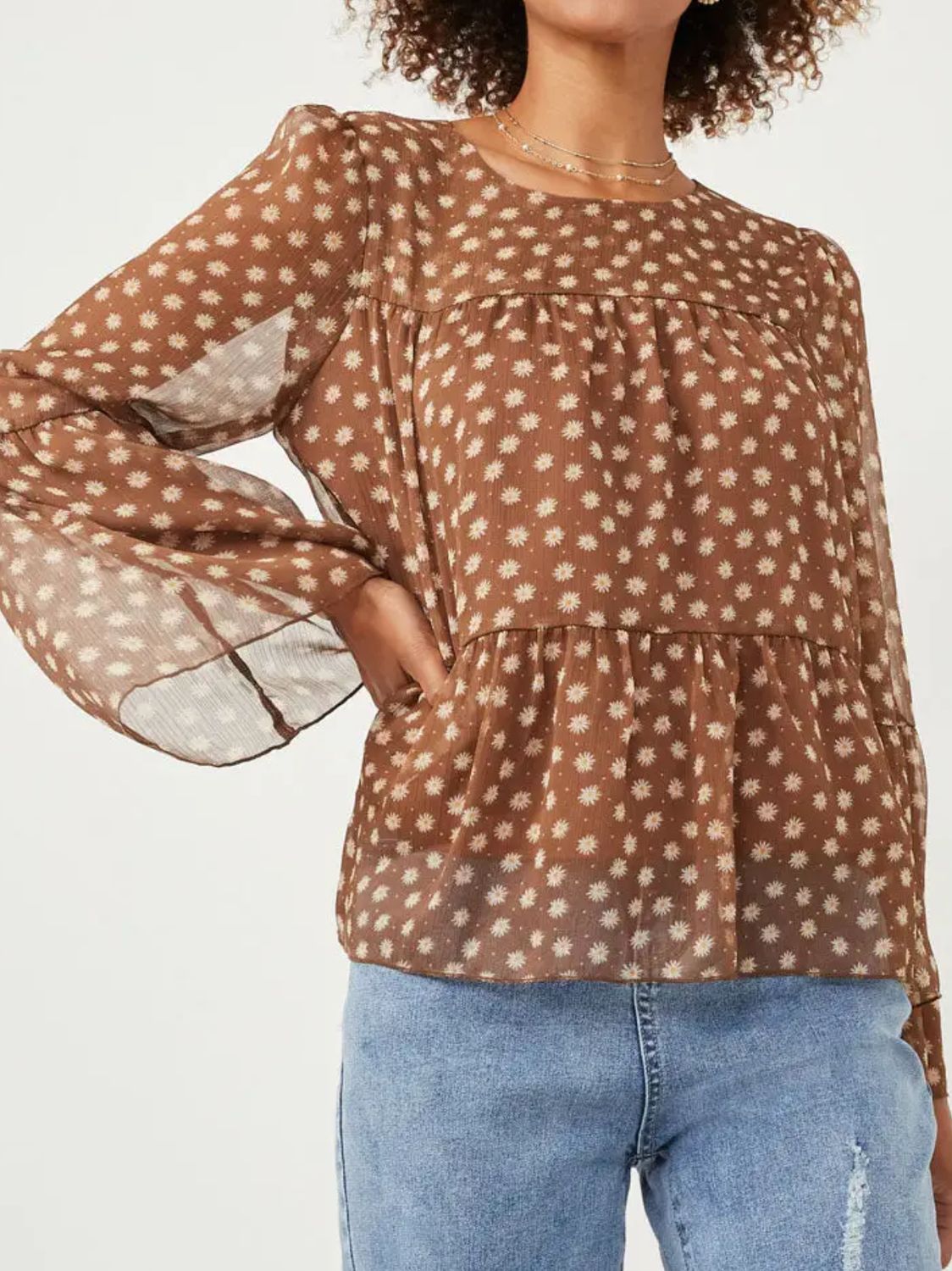 Brown Tiered Top