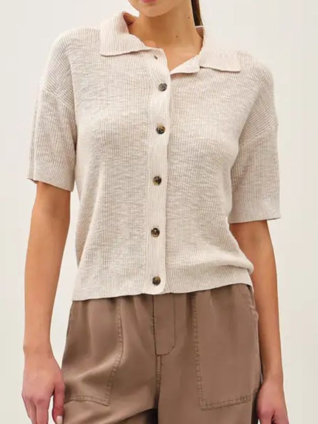 Short Sleeve Button Up Sweater
