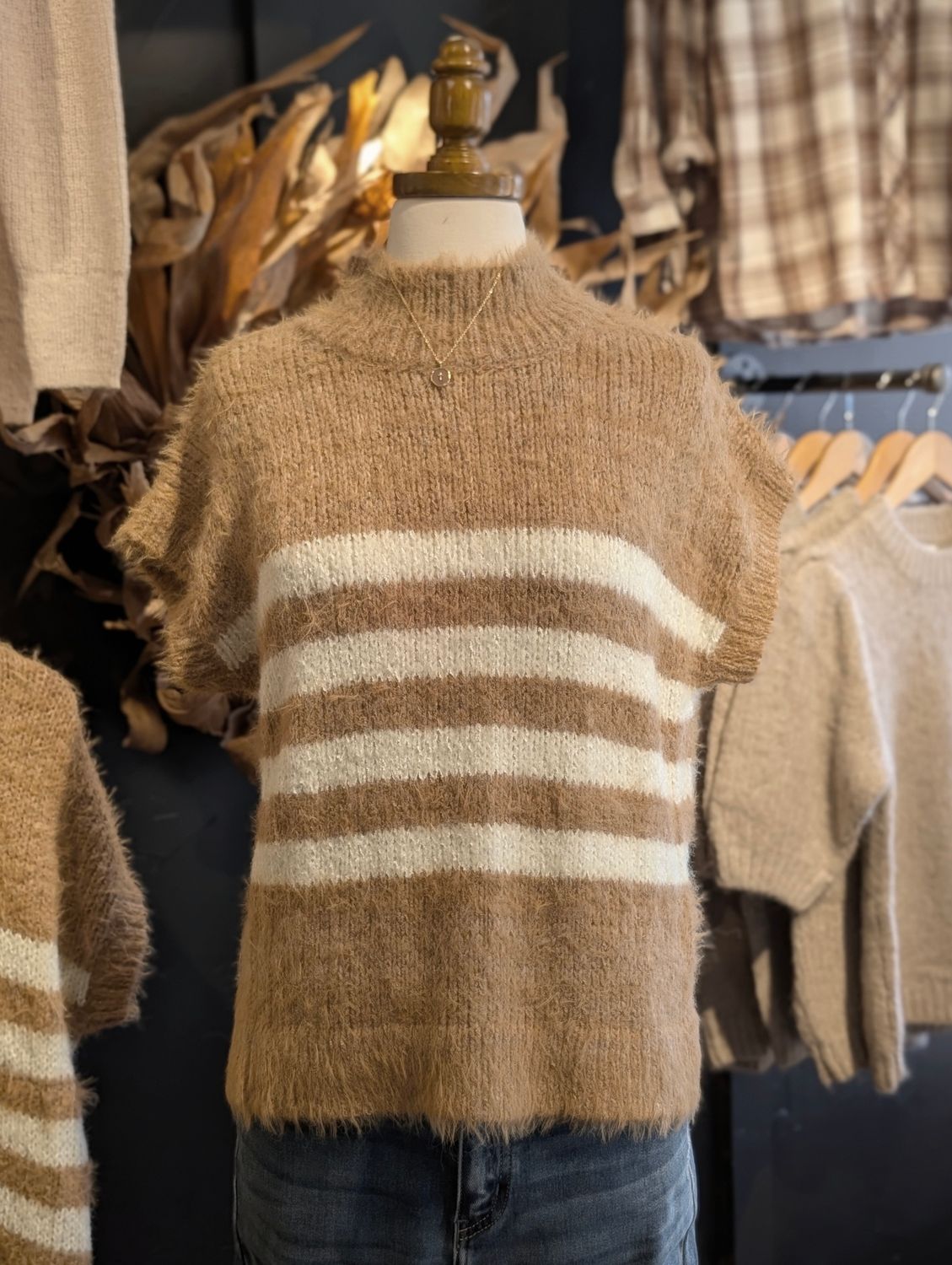 Mock Neck Striped Sweater
