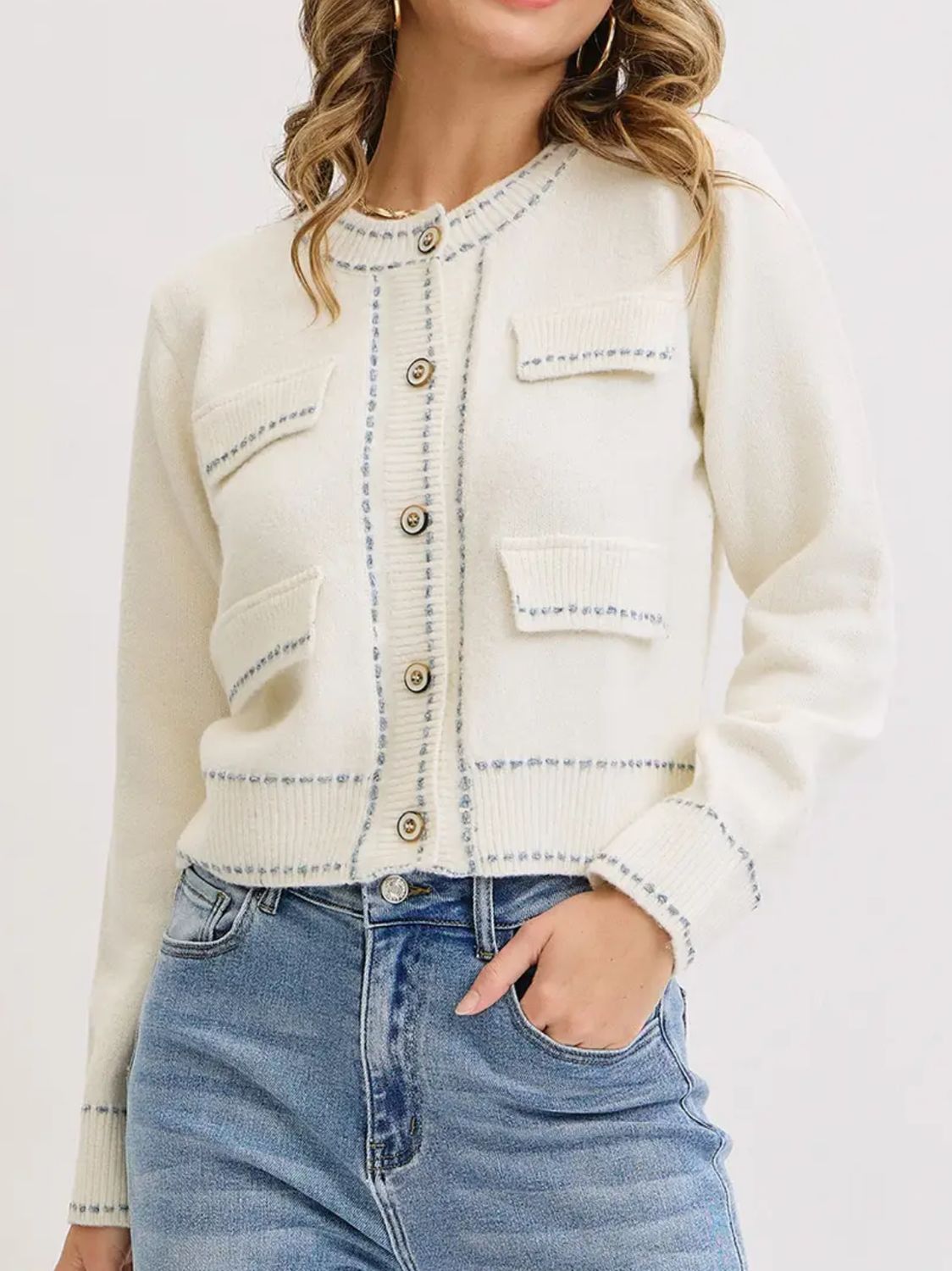 Button Front Cardigan Ivory
