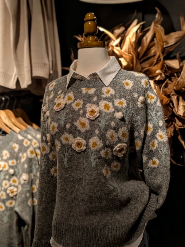 Daisy Embossed Knit Sweater