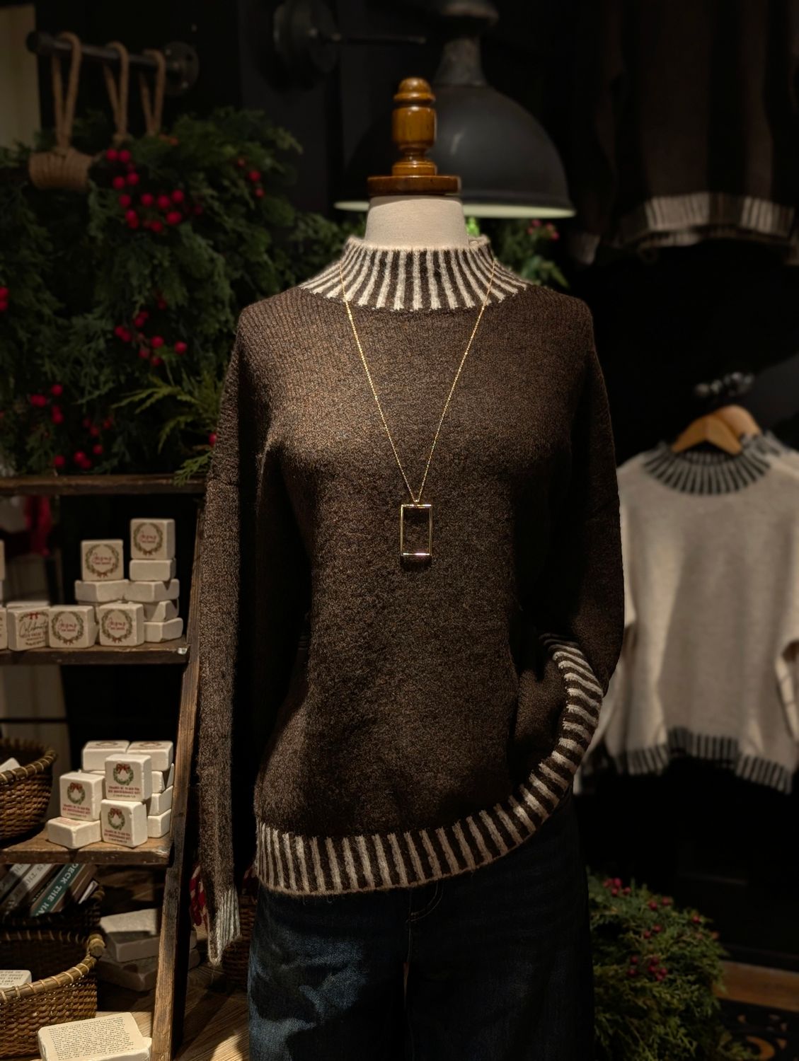 Mock Neck Top Edge Sweater