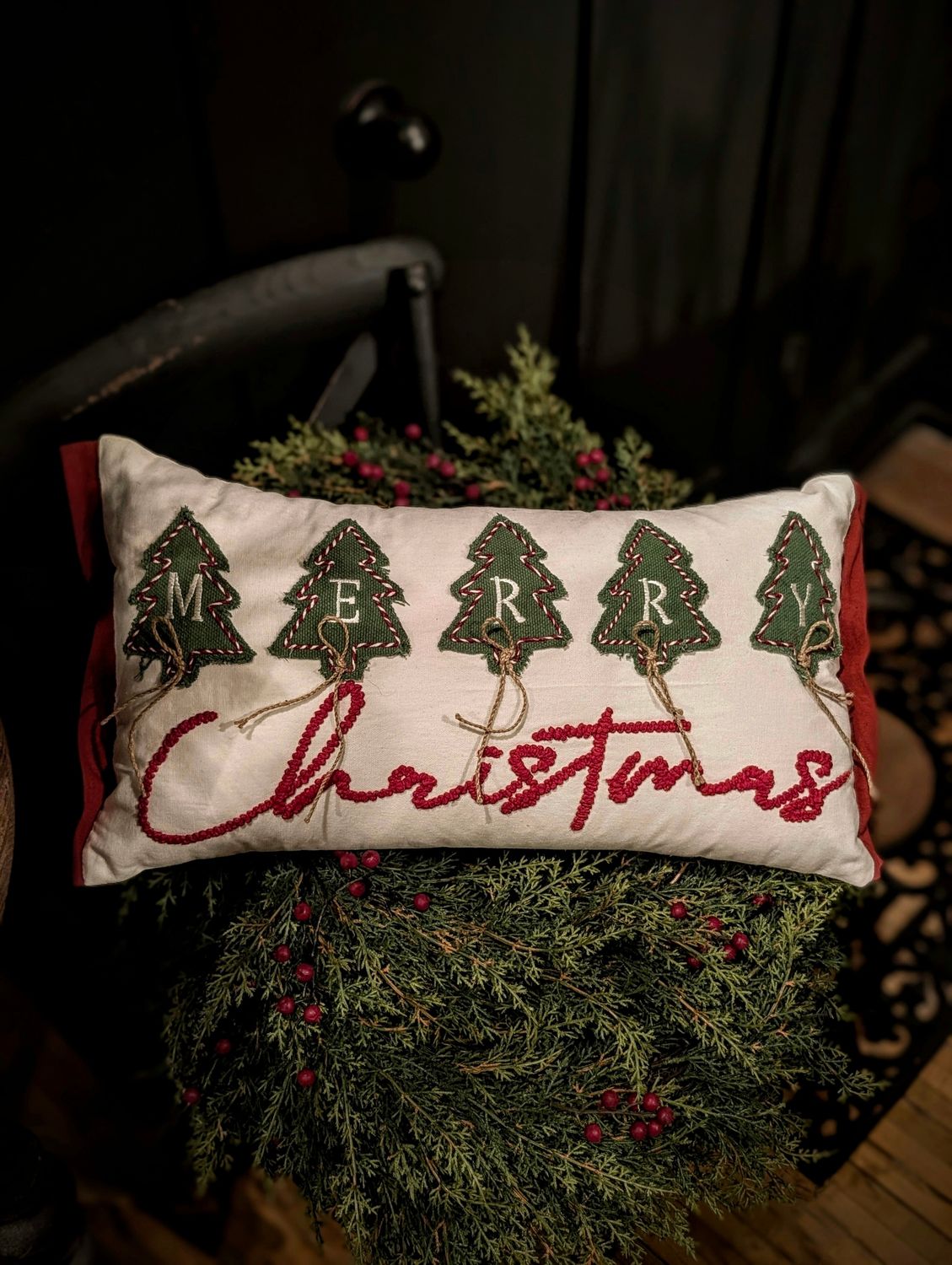 Merry Christmas Applique Pillow