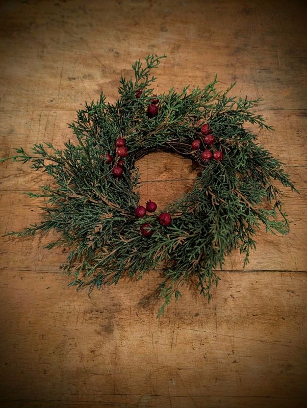 12&quot; Red Berry &amp; Cedar Wreath