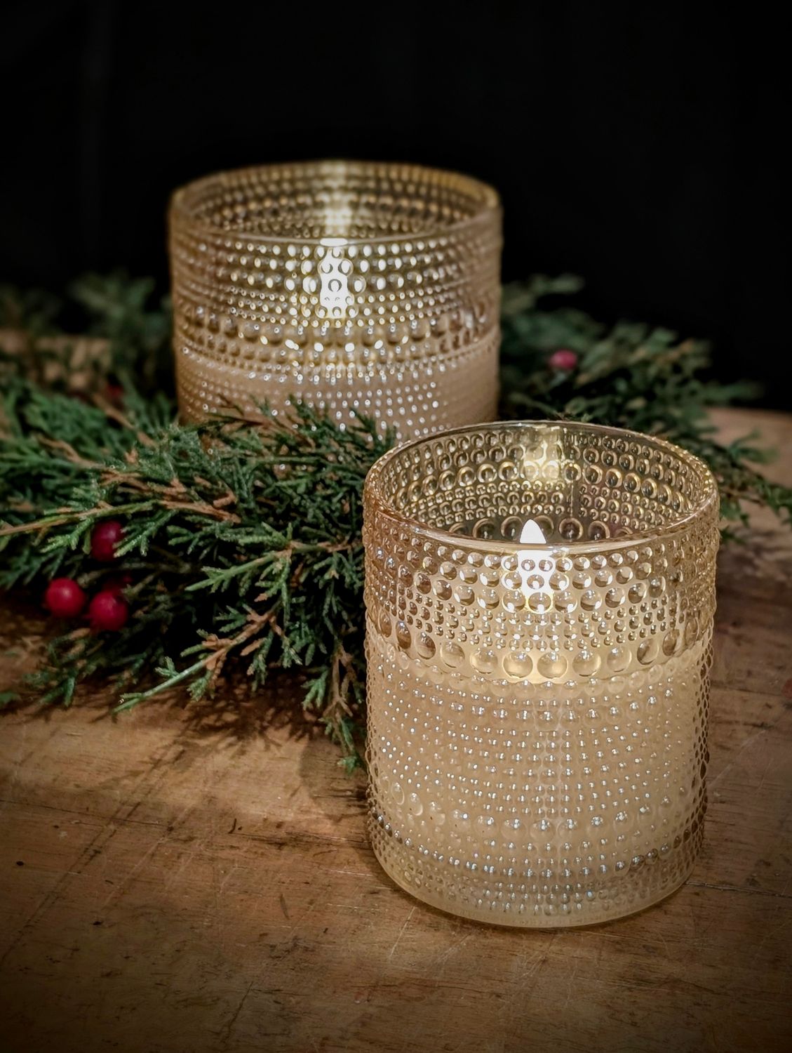 4&quot; Champagne Dotted Glass 3D Flame Candle