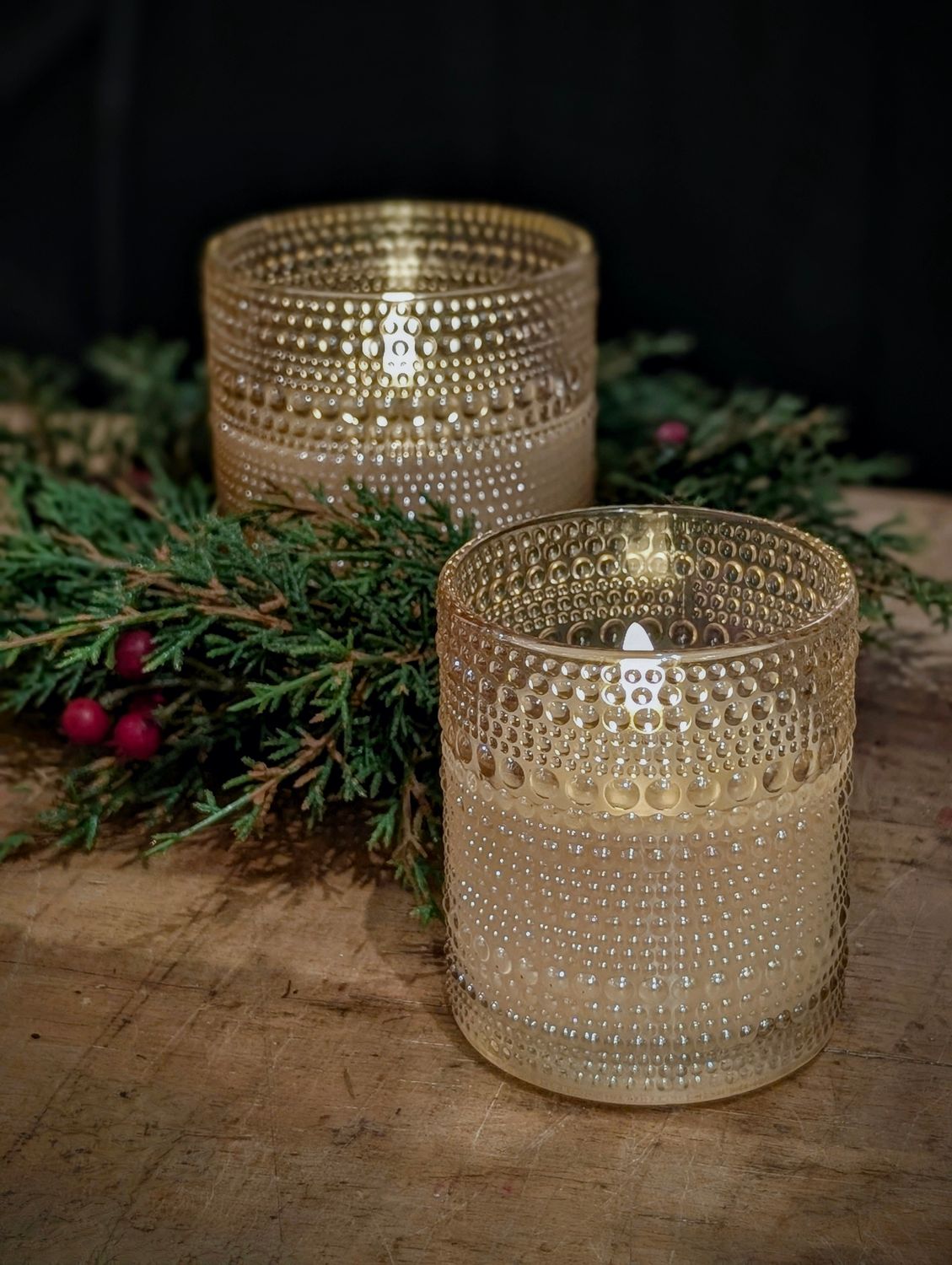 5&quot; Champagne Dotted Glass 3D Flame Candle