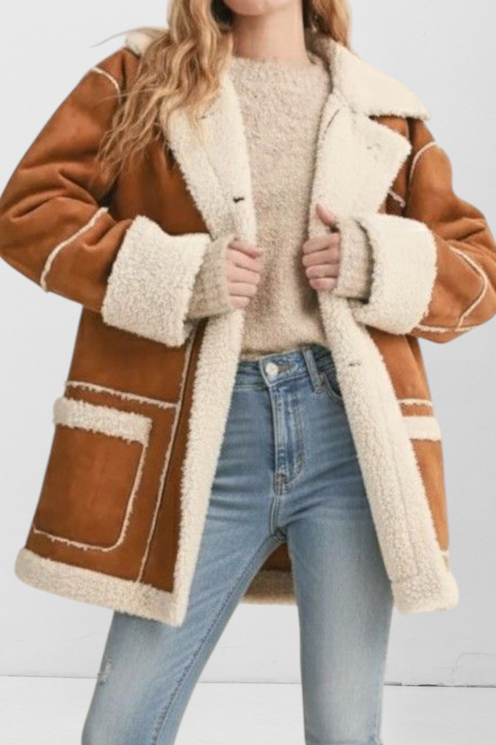 Oversized Sherpa Pocketed Coat