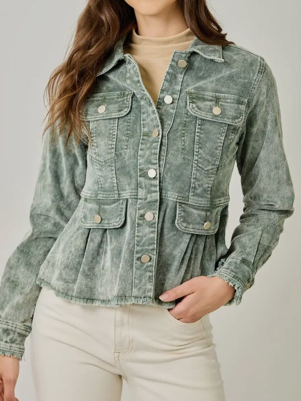 Washed Denim Peplum Jacket