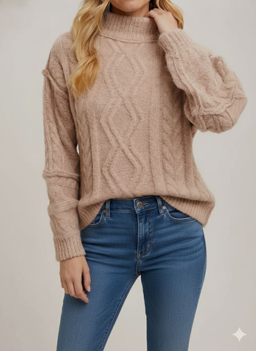 Turtleneck Cable Knit Sweater