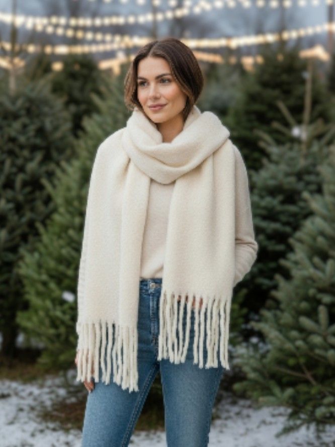 Cozy Knit Scarf with Tassels