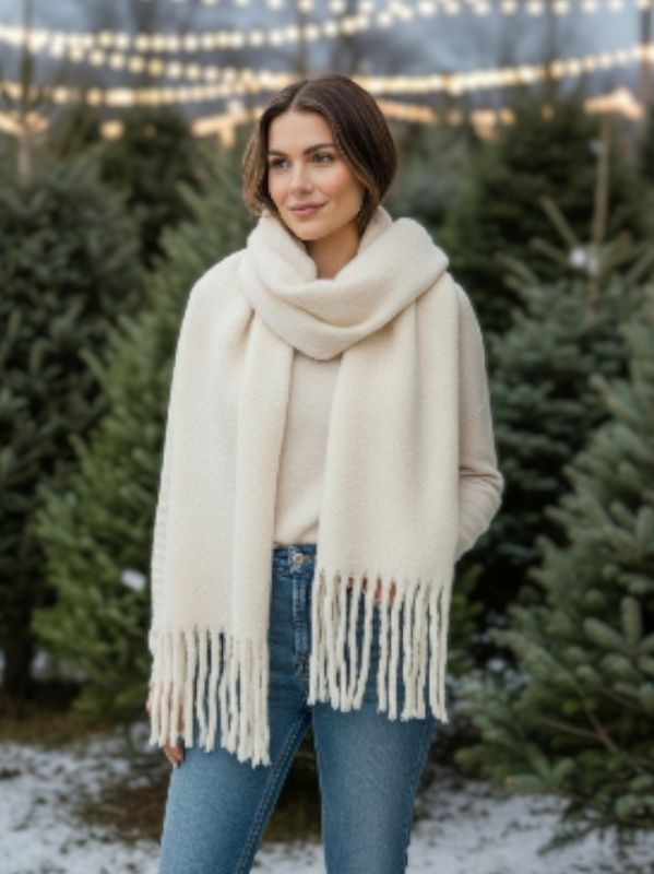 Cozy Knit Scarf with Tassels