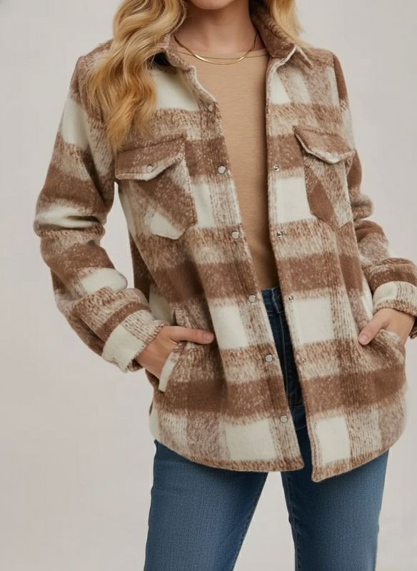 Button Down Plaid Shacket