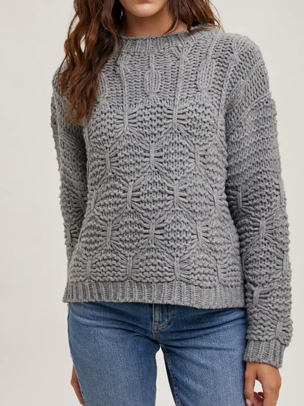 Grey Cable Knit Pullover