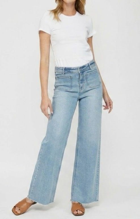 Cropped Wide Leg Front Pocket Jeans